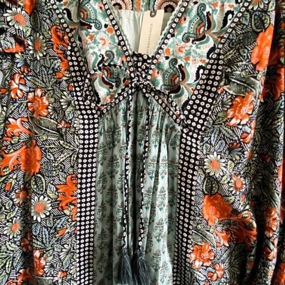 Anthropologie Astrid tunic mini dress in blue green‎ motif, New with tag - Picture 7 of 16